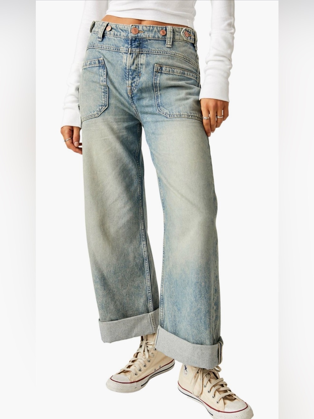 Free People We the Free Palmer cuffed baggy jean, size 25, color: la la land